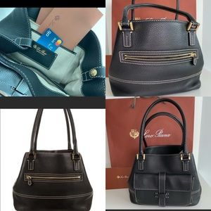 Loro Piana globe leather tote